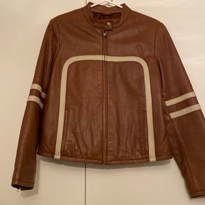Dual tone retro leather jacket